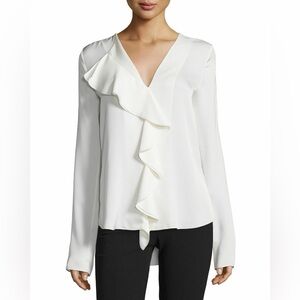 THEORY | jastrid ruffle silk blouse | size large